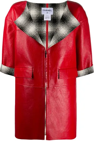 CHANEL Single-breasted leather coat