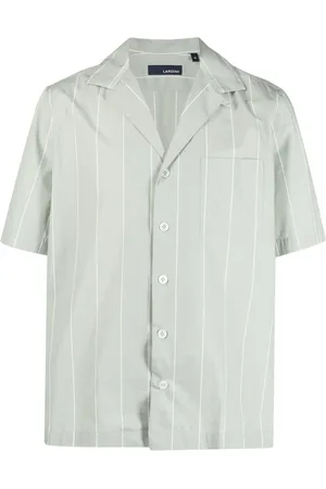 LARDINI Notched pinstripe short-sleeve shirt