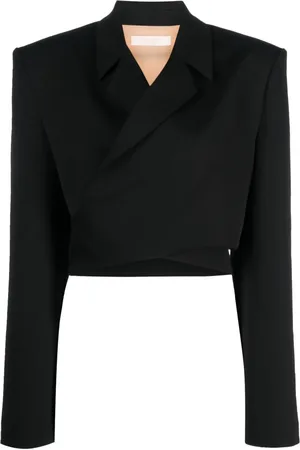 SSHEENA Wrap-design cropped blazer