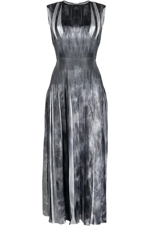 Costarellos Box-pleated sleeveless maxi dress