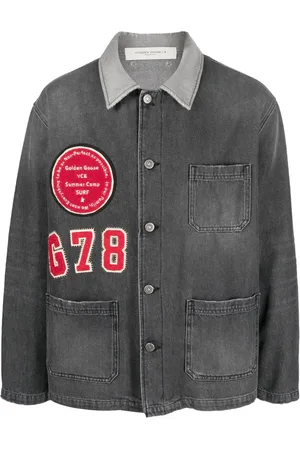 Golden Goose Patch detail faded denim jacket