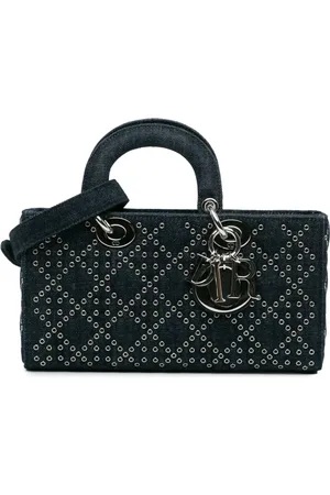 Dior 2022 Medium Denim Cannage Eyelet Lady D Joy satchel