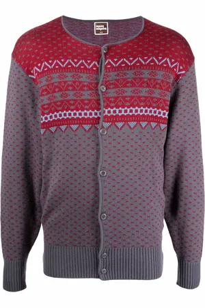 Issey Miyake 1970s intarsia-knit round-neck cardigan