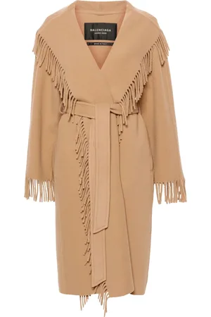 Balenciaga Fringed-edge wool coat