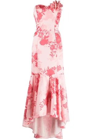 Marchesa Notte Floral-print fishtail dress