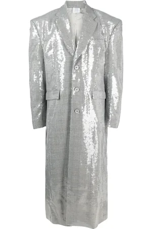 Vetements Sequin-embellished checked coat