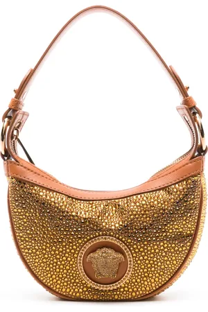 VERSACE Repeat crystal-embellished shoulder bag