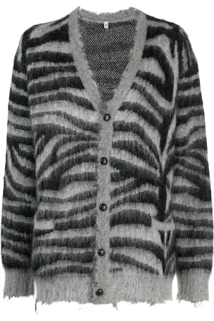 R13 Distressed zebra-print cardigan