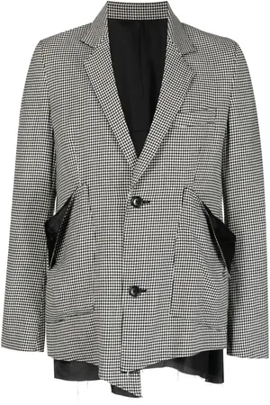 Sulvam Raw-cut asymmetric houndstooth blazer