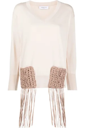 Fabiana Filippi Fringe-detail long-sleeve knitted top