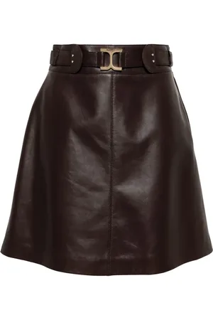 Chloé Belted embellished leather miniskirt