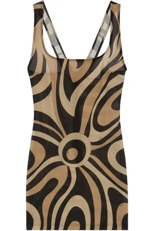 Puccini Marmo-print square-neck mini dress