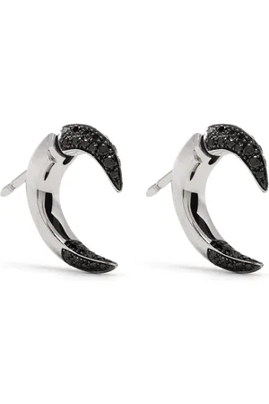 SHAUN LEANE 18kt white gold small Talon black diamond earrings