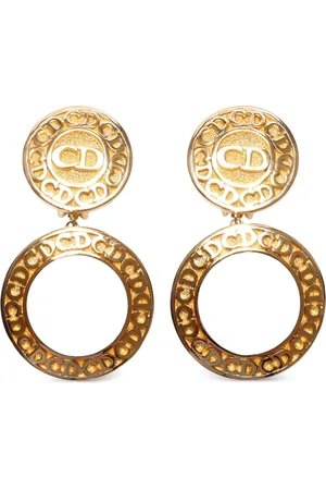 Dior Plated CD-logo drop earrings