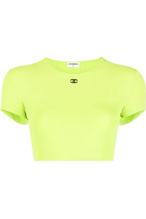 CHANEL 1995 CC logo-embroidered cropped T-shirt