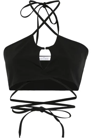 Rokh Crossover-straps cropped top