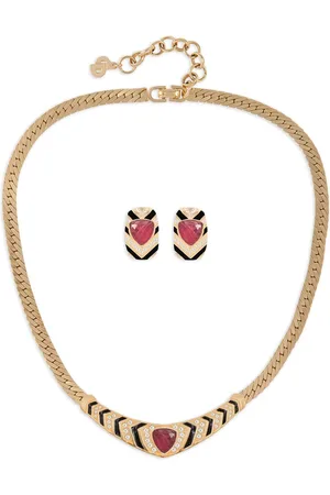 Dior 1980s crystal-embelished earrings and necklace set
