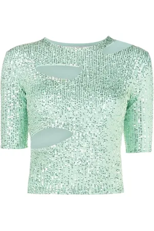 Gloria Coelho Sequin-embellished cut-out top
