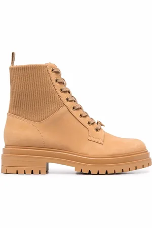 Gianvito Rossi Ribbed-panel lace-up boots