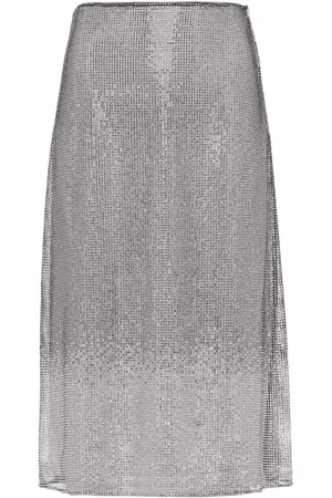 Prada Rhinestone-embellished mesh midi skirt