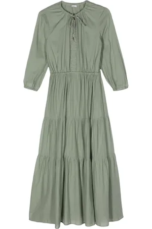 PESERICO SIGN Tie-neck cotton maxi dress