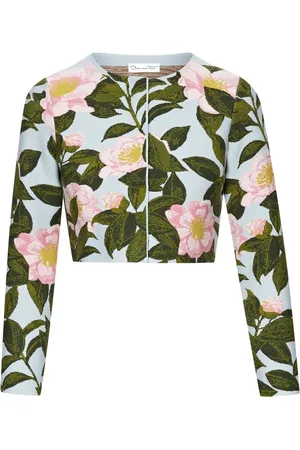 Oscar de la Renta Camellia floral-jacquard cardigan