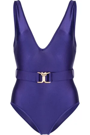ZIMMERMANN Raie Knot plunging V-neck swimsuit
