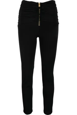 Pinko Gathered-detailed slim-fit trousers