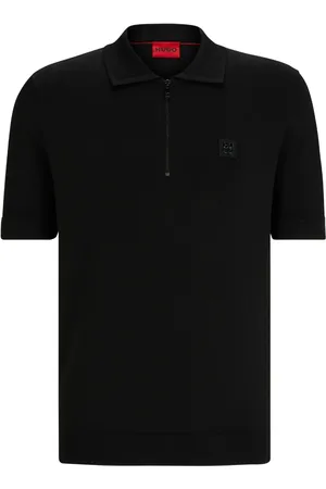 HUGO BOSS Logo-appliqué zip-up polo shirt