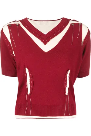 Maison Margiela Deconstructed V-neck knitted top