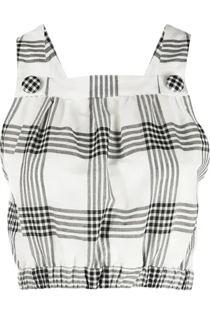 Lisa Marie Fernandez Blouson checked cropped top