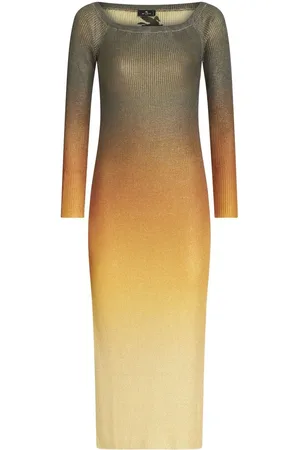 Etro Gradient-effect ribbed-knit dress