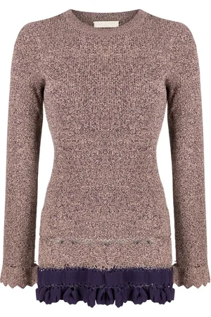 ULLA JOHNSON Ribbed ruffle-trim jumper