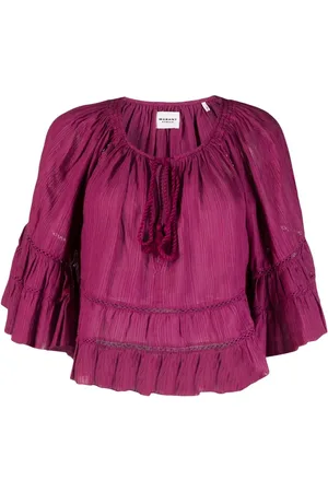 Marant Etoile Drawstring neck ruffled blouse