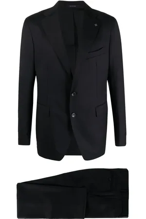 TAGLIATORE Logo-plaque virgin-wool single breasted blazer