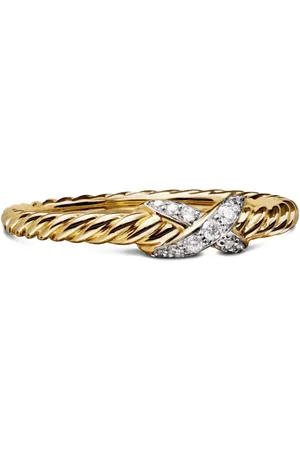 David Yurman 18kt yellow Petite X diamond ring (2.2mm)