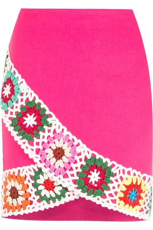Olympiah Crochet-trim wrap mini skirt