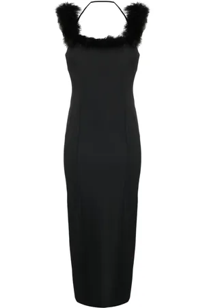 The Attico Feather-trim midi dress
