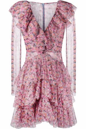 Serafini Floral patterned tulle dress
