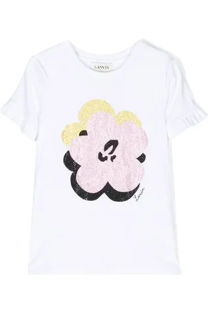 Lanvin Floral-print sequin detail T-shirt