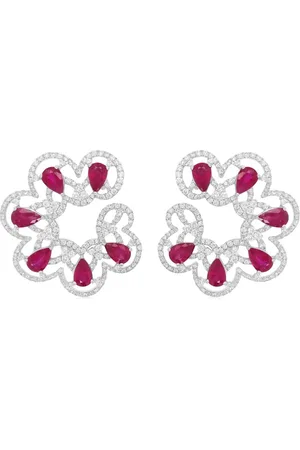 HYT Jewelry 18k gold diamond and ruby earrings
