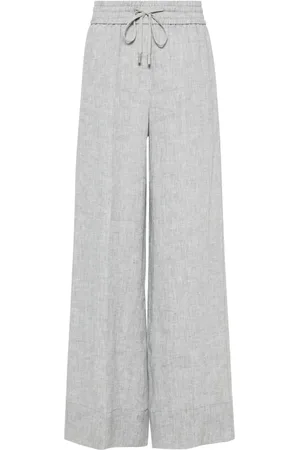 PESERICO SIGN Chambray wide-leg trousers