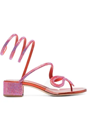 RENE CAOVILLA Rhinestone-embellished mid-heel sandals