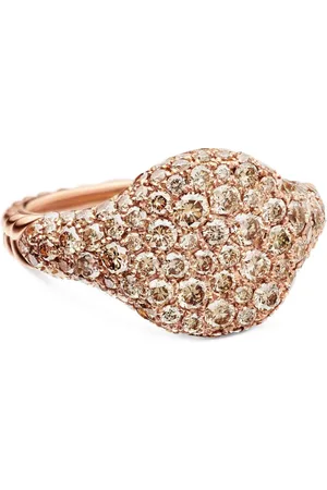 David Yurman 18kt rose gold Chevron diamond pinky ring (10mm)