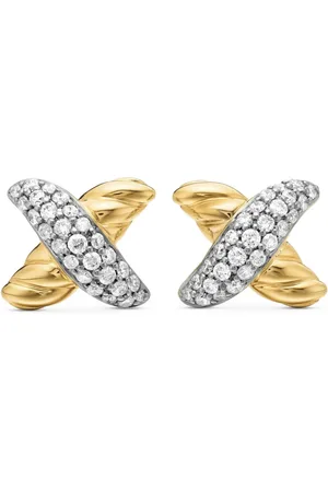 David Yurman 18kt yellow Petite X diamond stud earrings (8.4mm)
