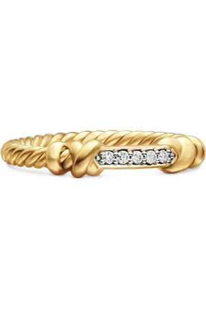 David Yurman 18K yellow Petite Helena Wrap diamond band ring (4mm)