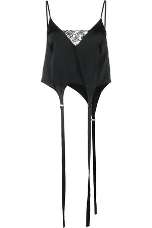 SSHEENA Lace-panel satin camisole top