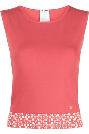 CHANEL 2001 CC clover-jacquard sleeveless top