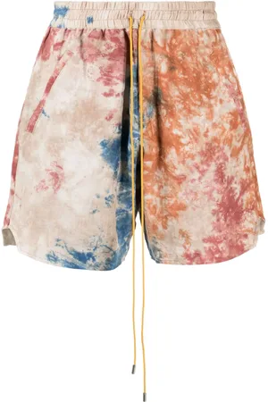 Rhude Tie-dye linen drawstring shorts