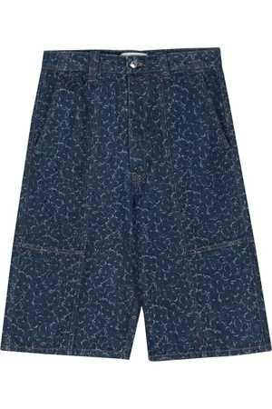 Maison Kitsuné Floral-print denim shorts